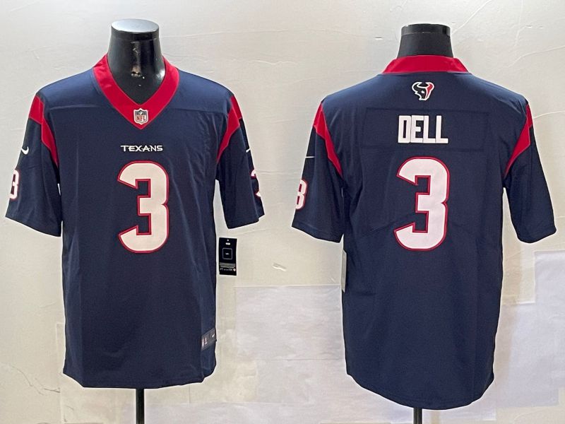 Men Houston Texans #3 Dell Blue Second generation 2024 Nike Limited NFL Jersey style 0108